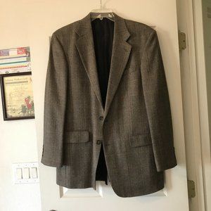Men's Brown Tweed Window Pane Pattern Sport Coat 42L